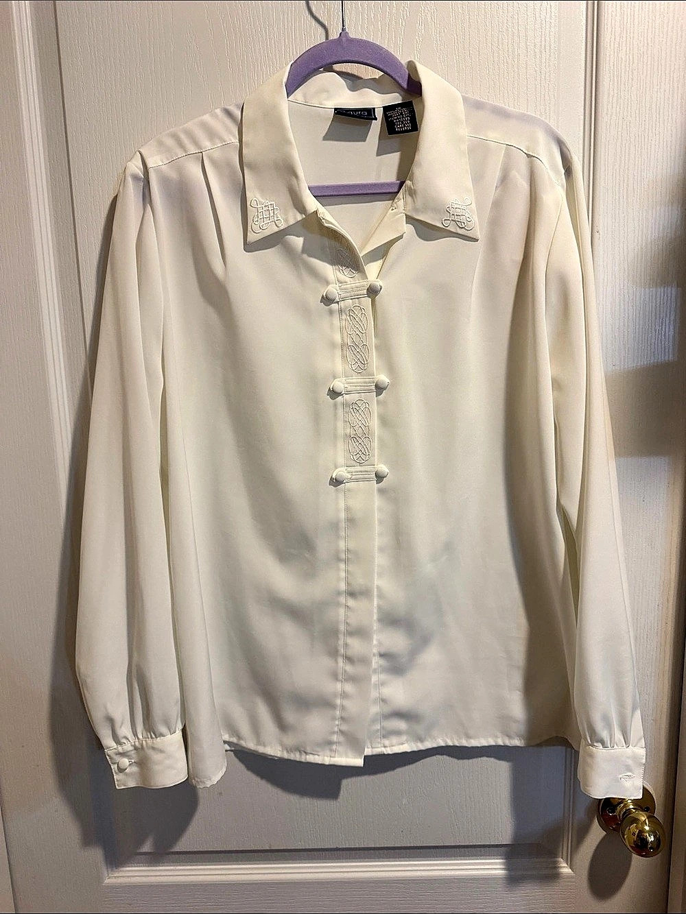 Laura Scott Embroidered White Blouse Size 16 Like New